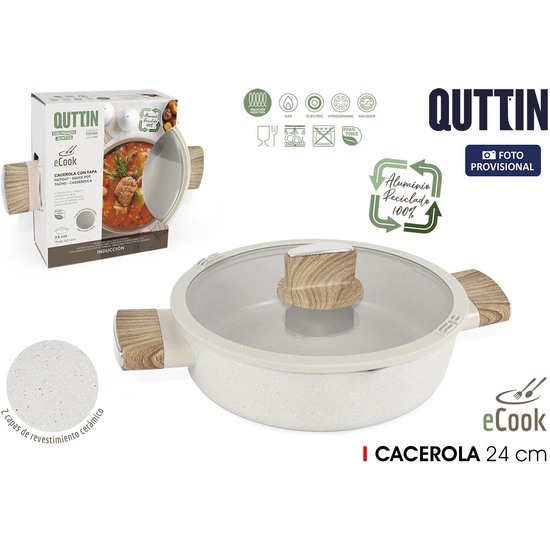 CACEROLA 24CM C/TAPA ECOOK QUTTIN image 0