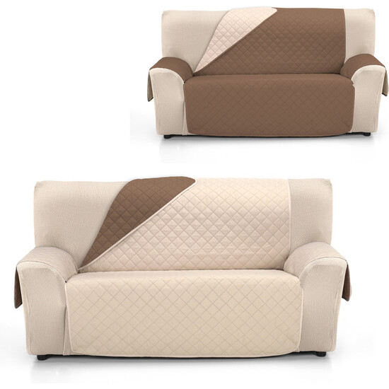 CUBRE SOFÁ ÁMBAR 2 PLAZAS BEIGE/MARRÓN image 1