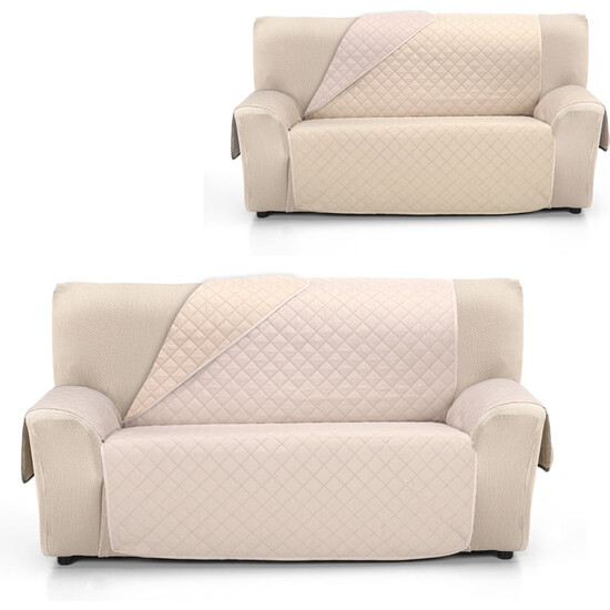 CUBRE SOFÁ ÁMBAR 2 PLAZAS BEIGE/LINO image 1