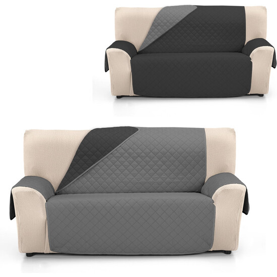 CUBRE SOFÁ ÁMBAR 3 PLAZAS ANTRACITA/NEGRO image 1