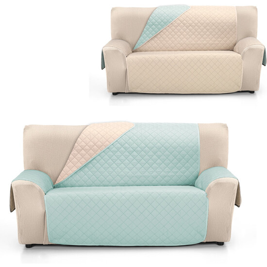 CUBRE SOFÁ ÁMBAR 4 PLAZAS BEIGE/AGUAMARINA image 1