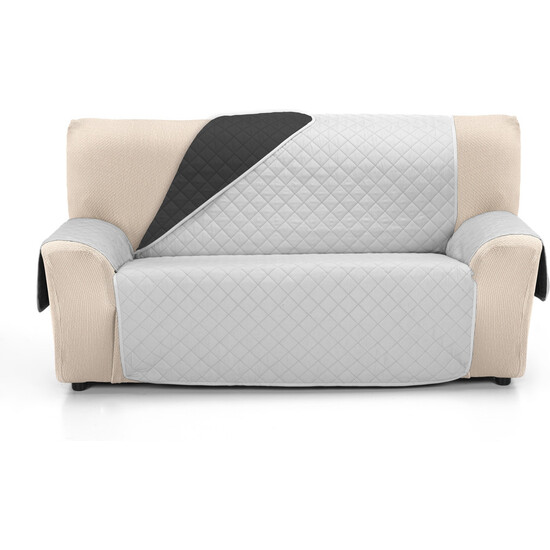 CUBRE SOFÁ ÁMBAR 2 PLAZAS XL GRIS/NEGRO image 0