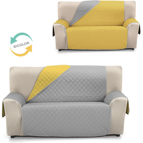 CUBRE SOFÁ ÁMBAR 2 PLAZAS XL MOSTAZA/PERLA image 1