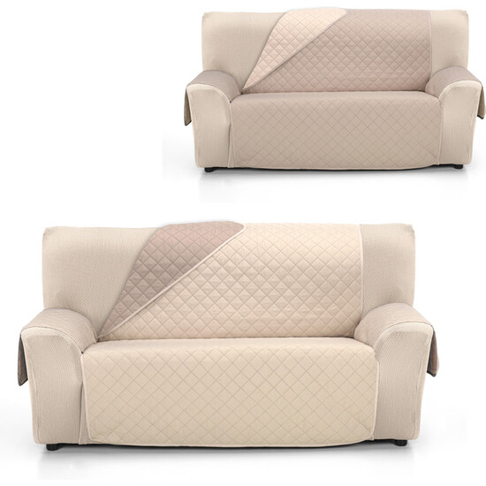 CUBRE SOFÁ ÁMBAR 3 PLAZAS BEIGE/CUERO image 1
