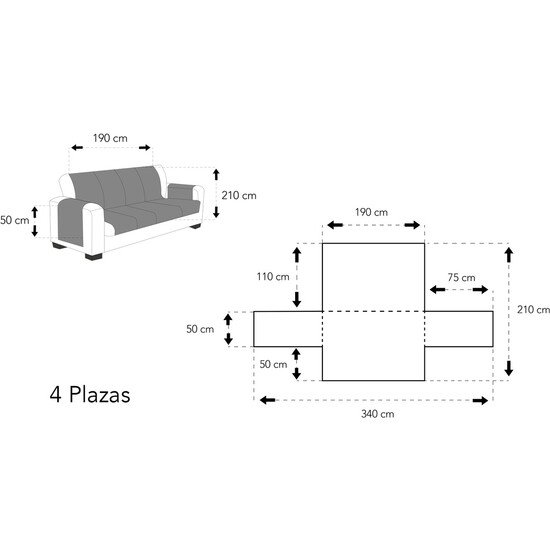 CUBRE SOFÁ ÁMBAR 4 PLAZAS MOSTAZA/PERLA image 3