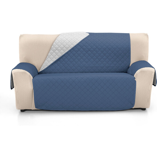 CUBRE SOFÁ ÁMBAR 4 PLAZAS XL GRIS/AZUL image 0