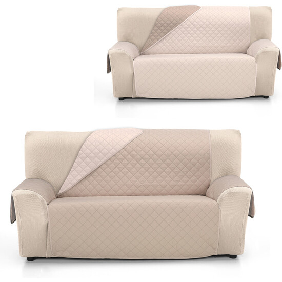 CUBRE SOFÁ ÁMBAR 4 PLAZAS LINO/CUERO image 1