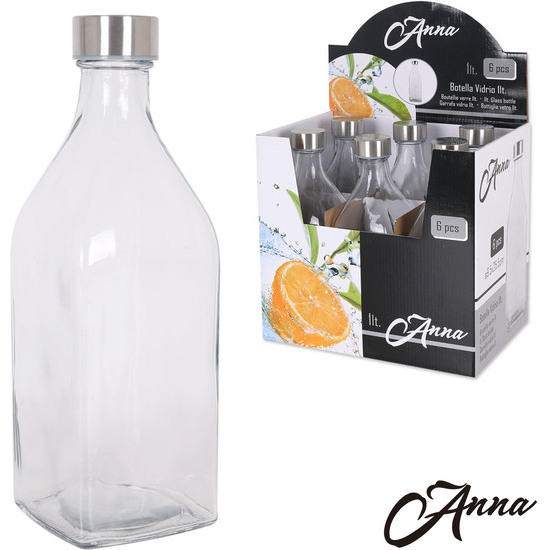 1000CC GLASS BOTTLE 9X9X26CM ANNA image 0