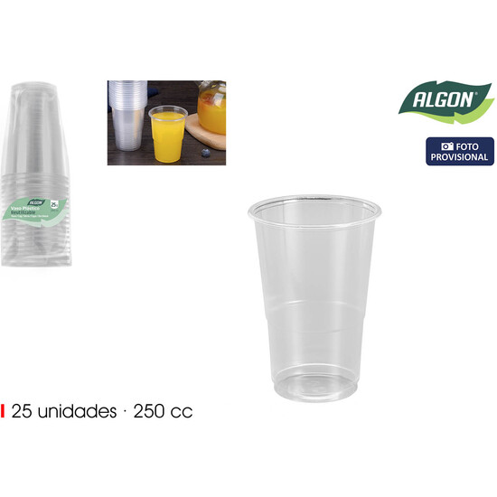 SET-25 VASO TRANSPARENTE 250CC ALGON image 0
