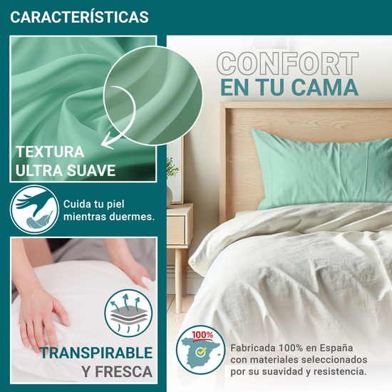 FUNDA ALMOHADA-CUADRANTES VERDE 45X80 CM PACK 2 image 3