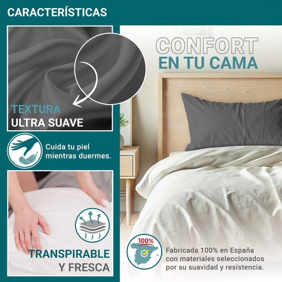 FUNDA ALMOHADA-CUADRANTES ANTRACITA 45X100 CM PACK 2 image 3