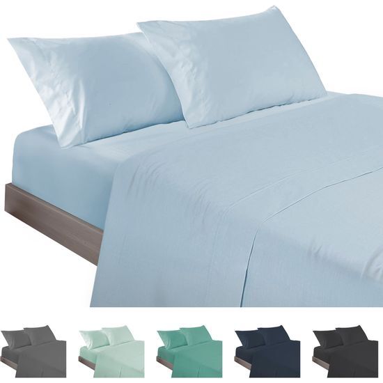 JUEGOS DE SABANAS AZUL CELESTE 160 CM 4P. image 0