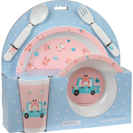 SET DE PLATOS, CUBIERTOS Y VASO SAFTA PREESCOLAR "JIRAFA" image 0