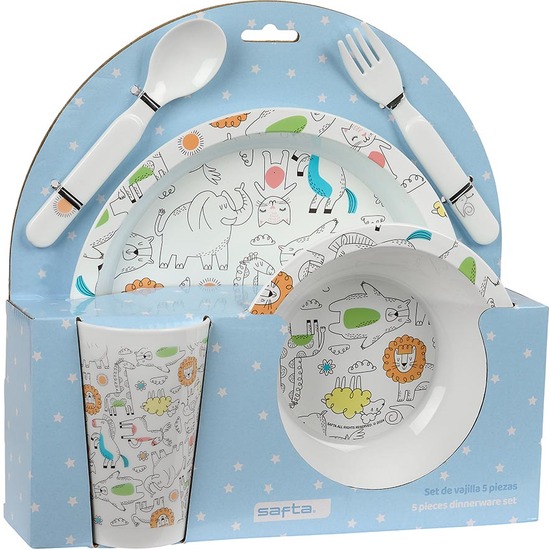 SET DE PLATOS, CUBIERTOS Y VASO SAFTA PREESCOLAR "ZOO" image 0