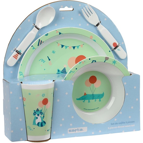 SET DE PLATOS, CUBIERTOS Y VASO SAFTA PREESCOLAR "FIESTA" image 0