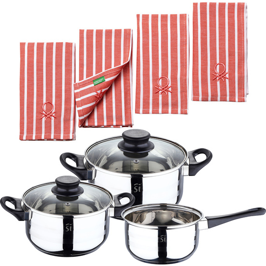 PACK BATERÍA DE COCINA 5 PIEZAS + SET 4PC PAÑOS DE COCINA image 0