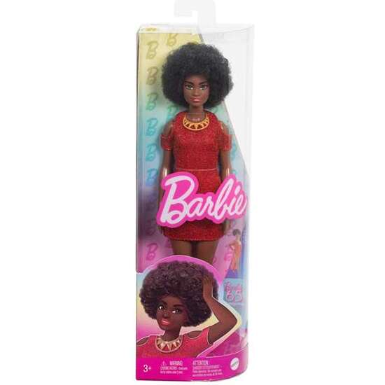 BARBIE FASHIONISTAS AFROAMERICANA CON VESTIDO ROJO image 0