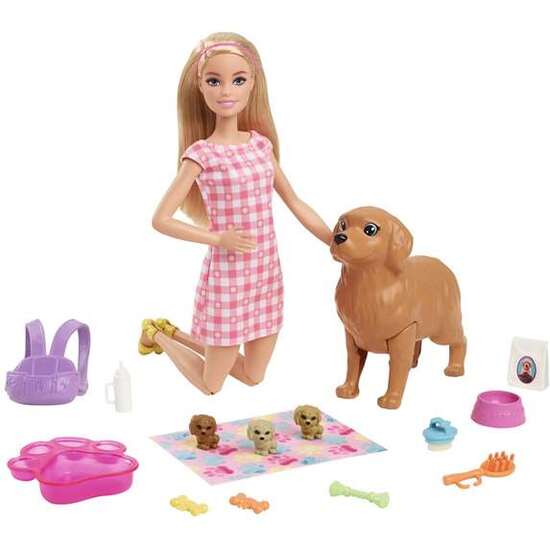 MUÑECA BARBIE Y SUS PERRITOS RECIÉN NACIDOS. image 0