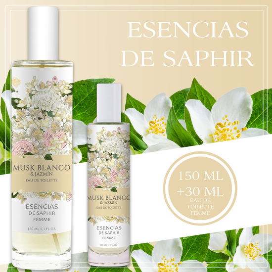 ESTUCHE FRAGANCIA 100 ML + 30 ML ESENCIAS DE SAPHIR - MUSK BLANCO & JAZMÍN image 1