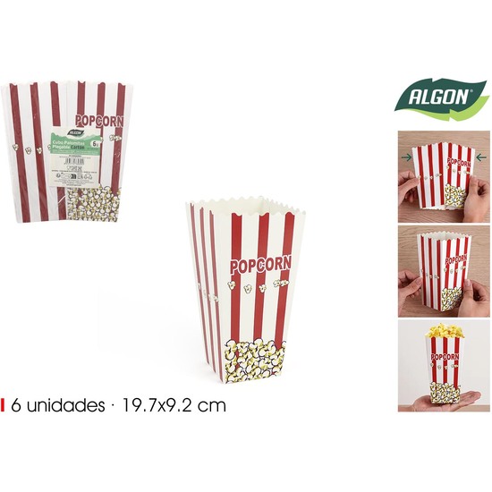 SET-6 CUBO PALOMITA CARTON 19.7X9.2 ALGON image 0