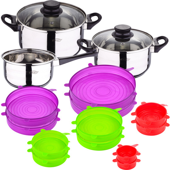 PACK BATERÍA DE COCINA 5 PIEZAS + SET DE 12PC TAPAS DE SILICONA image 0