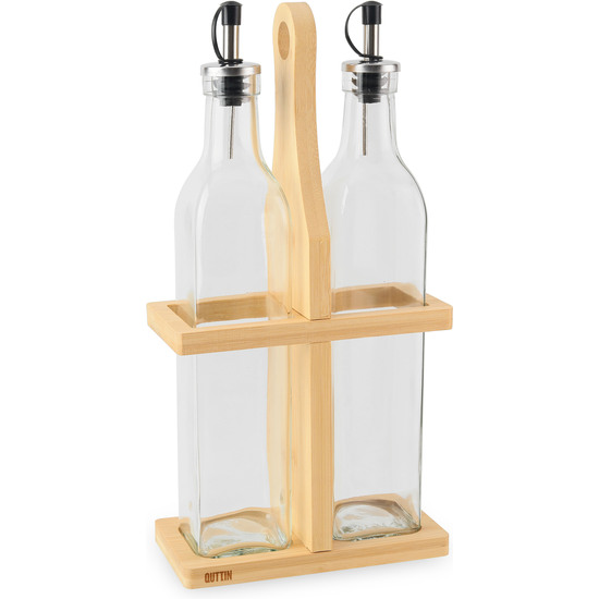 SET-2 ACEITERAS VIDR. S/BAMBU 500ML QUTTIN image 0