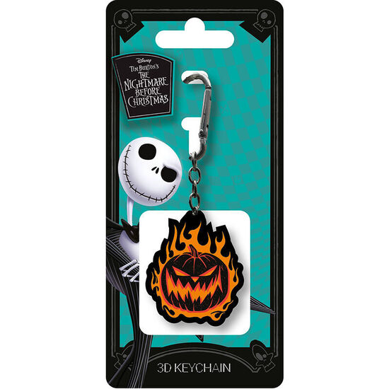 LLAVERO 3D CALABAZA EN LLAMAS PESADILLA ANTES DE NAVIDAD DISNEY 6CM image 0