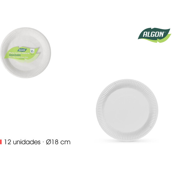 SET-12 PLATO RED.CART.NATURAL 18CM ALGON image 1