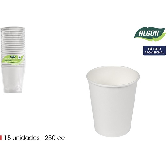 SET-15 VASO BLANCO CARTON 250CC ALGON image 1