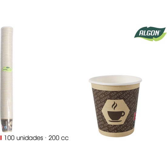 SET-100 VASO CARTON CAFÉ 200CC ALGON image 1