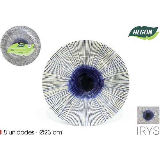 SET-8 PLATO CARTON RED.IRYS 23CM ALGON image 0
