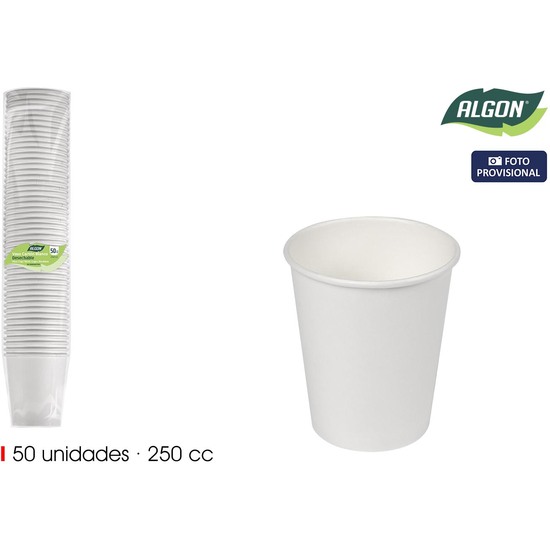 SET-50 VASO BLANCO CARTON 250CC ALGON image 1