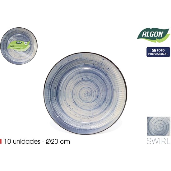 SET-10 PLATO CARTON RED.SWIRL 20CM ALGON image 0