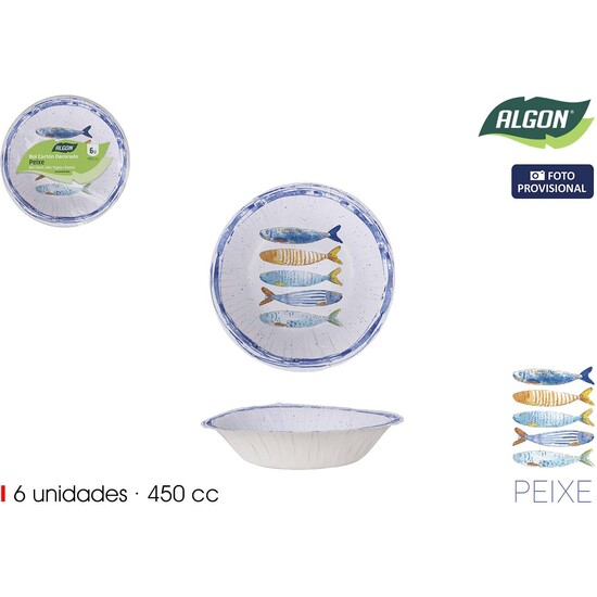 SET-6 BOL CARTON PEIXE  450CC ALGON image 0