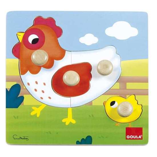 GOULA PUZZLE ENCAJABLE DE MADERA GALLINA 4 PIEZAS image 0