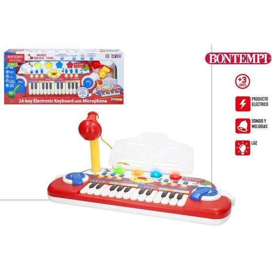 ORGANO ELECTRONICO BONTEMPI 24 TECLAS CON MICRO LUCES Y SONIDO. image 0
