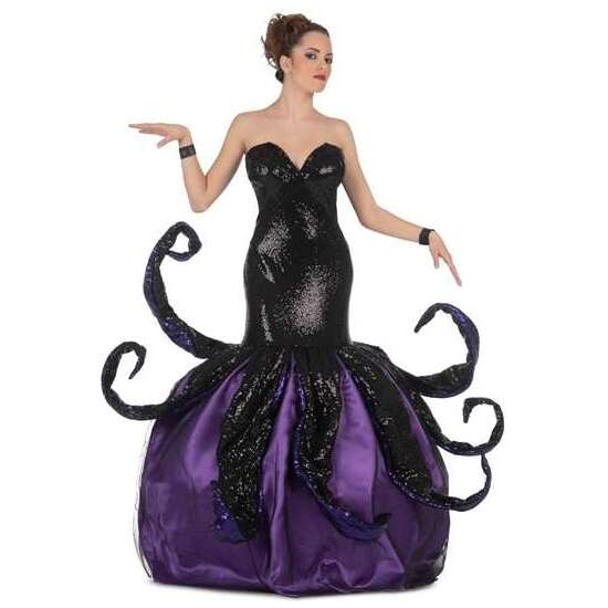 DISFRAZ BRUJA DEL MAR VESTIDO CON TENTÁCULOS Y ENAGUAS TALLA XL image 0