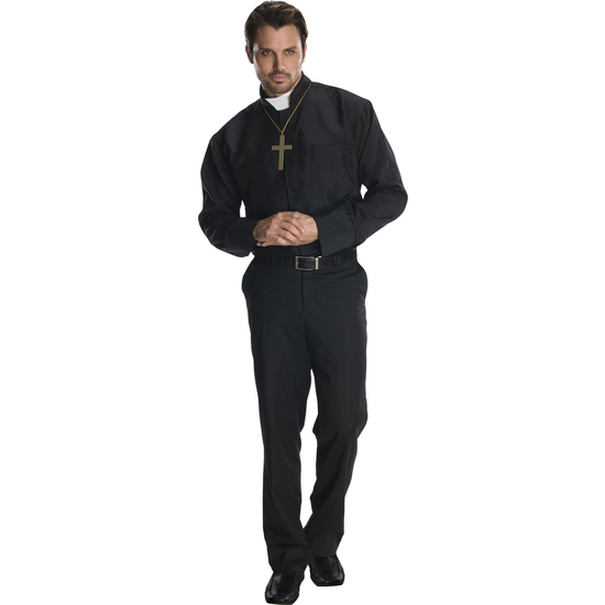 DISFRAZ CAMISA CURA CON COLLAR CRUZ AD image 0