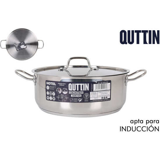 IND STEEL CASSEROLE+LID 28CM/0,8MM/6.5L HOTEL image 0