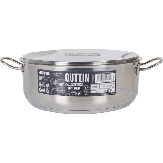 IND STEEL CASSEROLE+LID 30CM/0,8MM/7.5L HOTEL image 1