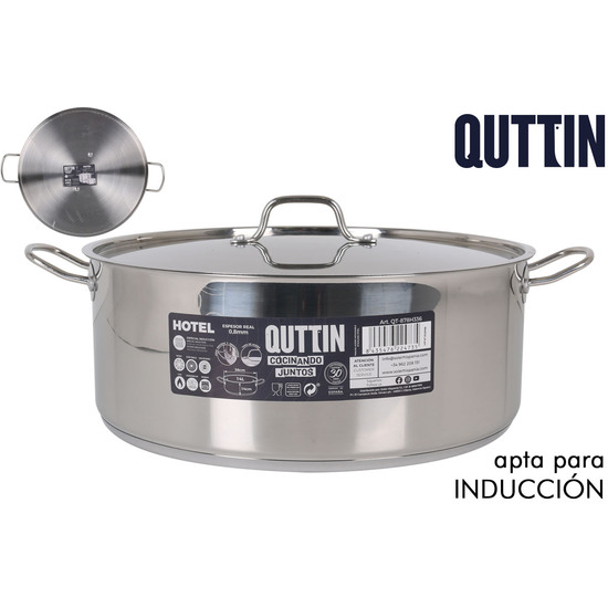 IND STEEL CASSEROLE+LID 36CM/0,8MM/14L HOTEL image 0