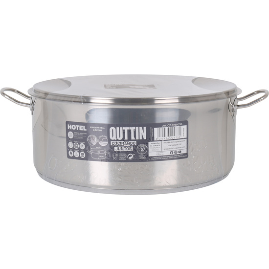 IND STEEL CASSEROLE+LID 36CM/0,8MM/14L HOTEL image 1