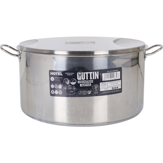 HIGH IND STEEL CASSEROLE+LID 38CM/0,8MM/21.5L image 1