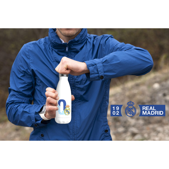 REAL MADRID BOTELLA PERSONALIZABLE BLANCA DE ACERO 550ML LETRA Q image 1