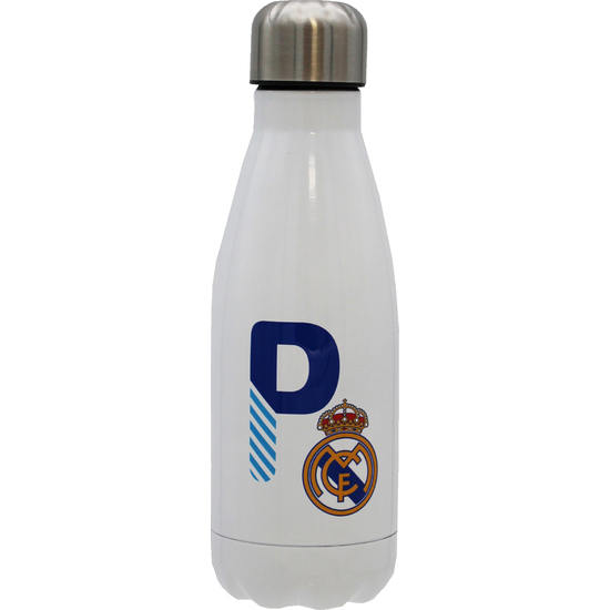 REAL MADRID BOTELLA PERSONALIZABLE BLANCA DE ACERO 550ML LETRA P image 0
