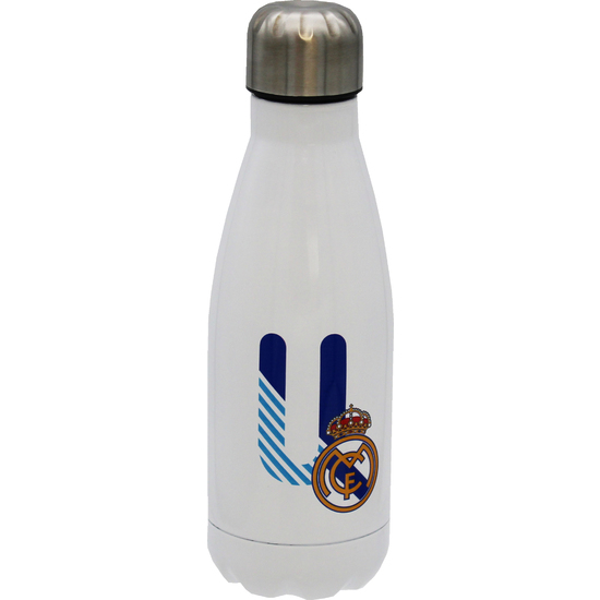 REAL MADRID BOTELLA PERSONALIZABLE BLANCA DE ACERO 550ML LETRA U image 0