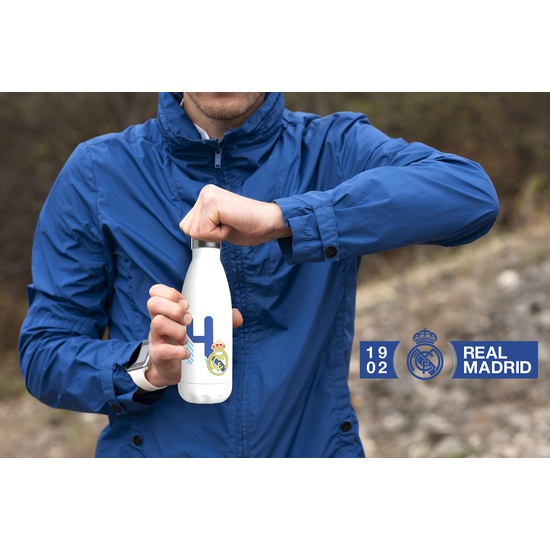 REAL MADRID BOTELLA PERSONALIZABLE BLANCA DE ACERO 550ML LETRA H image 1