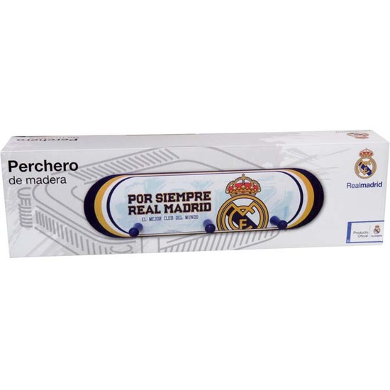 REAL MADRID PERCHERO DE PARED DE MADERA image 1