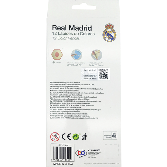 REAL MADRID 12 LÁPICES DE COLORES image 1