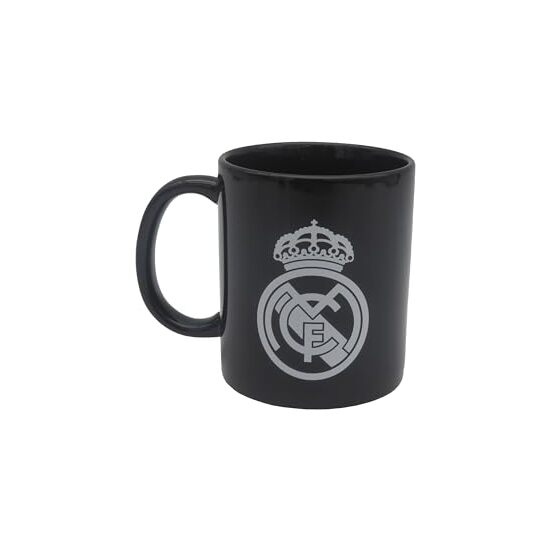 REAL MADRID TAZA CERÁMICA NEGRA CON ESCUDO BLANCO EN CAJA image 0